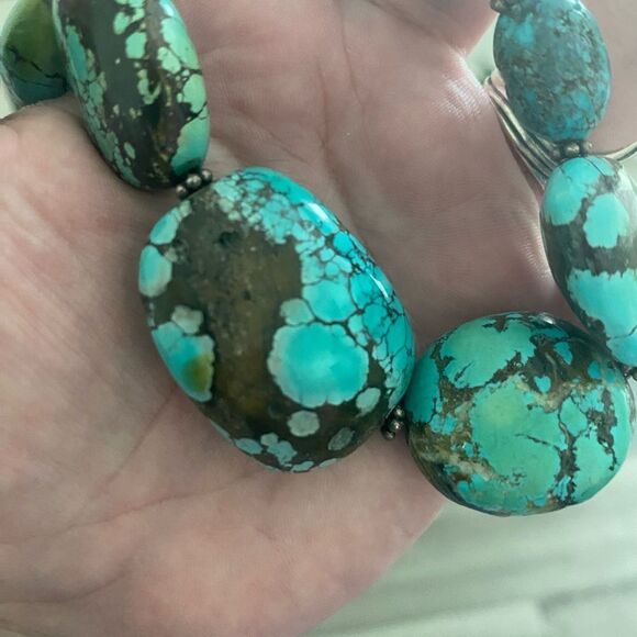 Chunky Turquoise Nugget Necklace - Picture 5 of 6